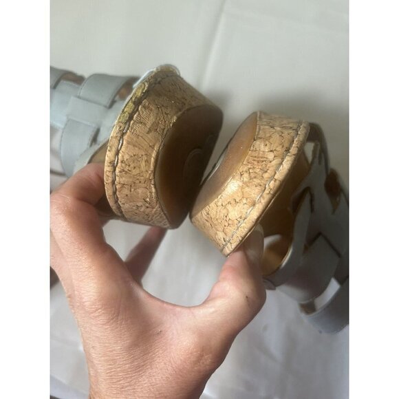 Born Crown Leather Cork Wedge Boho Buckle Sandal blue Women’s Size 11 - Picture 6 of 13